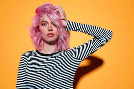 Girl with pink hair